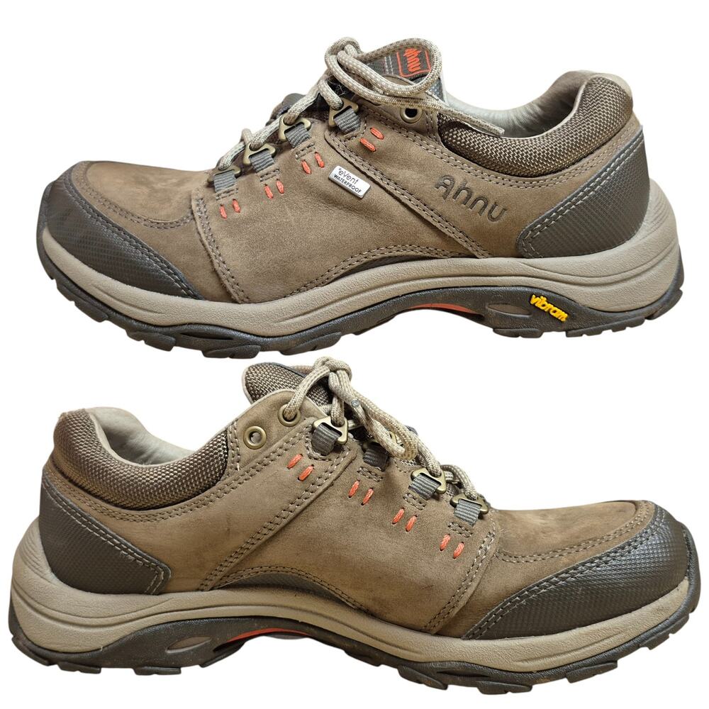 Ahnu Teva Montara  Brown Waterproof Leather Low Hiking Walking Trail Sneakers 7
